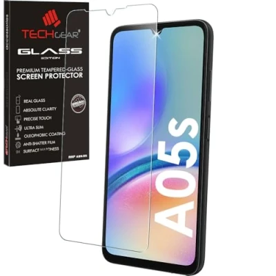 Abbildung von TECHGEAR GLASS Edition Kompatibel mit Samsung Galaxy A05s Panzerglas Schutzfolie Abdeckung [2.5D Runde Kante] [9H Härte] [Kristallklarheit] [Kratzfest] [Keine Blasen]