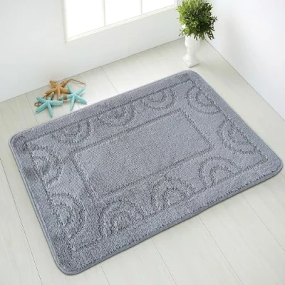 Abbildung von Comart, Teppich Nicole, für Badezimmer, synthetisch, rutschfeste Unterseite, Grau, 67 x 100 cm