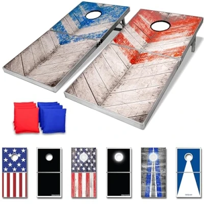 Abbildung von GoSports Unisex, Teenager Sets Rustikales Cornhole Spielset, Rot &amp; Blau