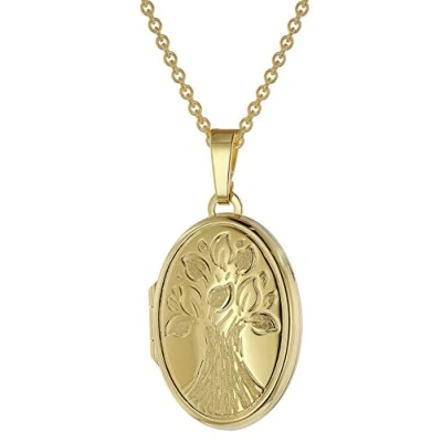 Abbildung von trendor Kette mit Anhänger Medaillon Gold plattiertes 925 Silber