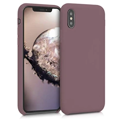 Abbildung von kwmobile Hülle kompatibel mit Apple iPhone XS Silikon Handy Case Handyhülle weiche Oberfläche kabelloses Laden Grape