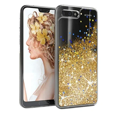 Abbildung von EAZY CASE Hülle kompatibel mit Honor 10 Schutzhülle Flüssig Glitzer, Handyhülle, Schutzhülle, Back Cover Glitter Flüssigkeit, TPU/Silikon, Transparent/Durchsichtig, Gold