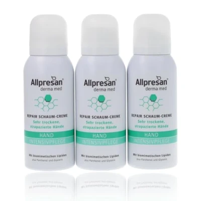 Abbildung von Allpresan Derma med Repair Schaum Creme HAND INTENSIVPFLEGE Zur Pflege sehr trockener und strapazierter Hände 100 ml (3er Pack)