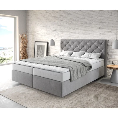 Abbildung von DELIFE Boxspringbett Dream Great, Mikrofaser Grau 160x200 cm mit Matratze und Topper