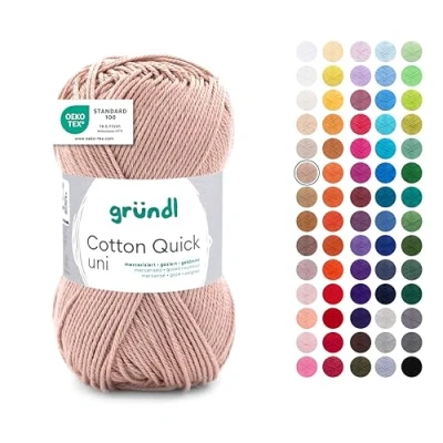 Abbildung von Gründl Wolle Cotton Quick uni Garn zum Stricken &amp; Häkeln aus 100 % Baumwolle, 1 Knäuel 50 g / 125 m, Häkelgarn/ Strickgarn , Beige