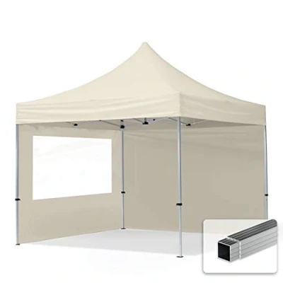 Abbildung von TOOLPORT Faltpavillon Faltzelt Pavillon 3x3m 2 Seitenteile Aluminium 32mm Partyzelt 700N Creme