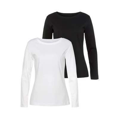 Abbildung von Vivance Langarm Langarmshirt, Damen, Größe: 32/34, Weiß, black