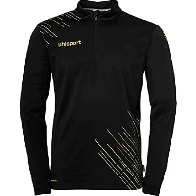 Abbildung von uhlsport Herren 1/4 Score 26 1 4 Zip Top Sport Jacke Sweatshirt Pullover Fu ball Fitness Gym Hood, Schwarz/Limonengelb, M EU
