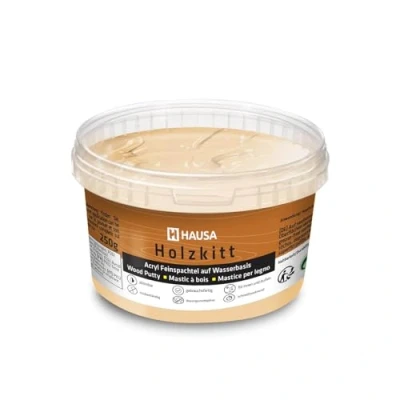 Abbildung von Hausa Holz Reparaturset Holzkitt, 250g gebrauchsfertig ausgezeichnete Füllkraft rissbeständig, 250 St., Gramm Eiche Hell Holzspachtelmasse Kitt für Holz, Holzspachtel/Füllmasse zum Reparieren