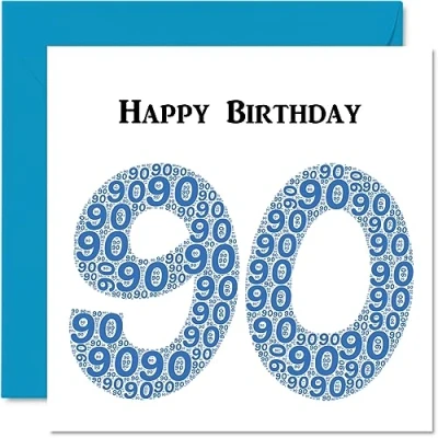 Abbildung von lustige Geburtstagskarte zum 90. Geburtstag für Männer Shapecloud Happy Birthday Karte Großvater, Oma, Vater, Mutter, 145 mm x Grußkarten,