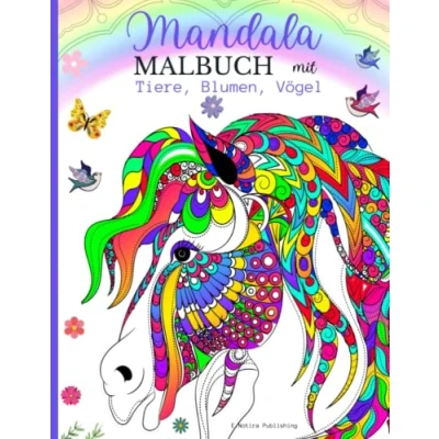 Abbildung von Mandala Malbuch mit Tiere, Blumen, Vögel: Ein wunderschönes für Kinder und Jugendliche verschiedenen Motiven Entspannung, Konzentration Spaß