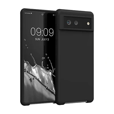Abbildung von kwmobile Hülle kompatibel mit Google Pixel 6 Silikon Handy Case Handyhülle weiche Oberfläche kabelloses Laden Schwarz matt