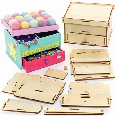 Abbildung von Baker Ross Schmuckkästchen Holz Bastelset 2er Pack, Bausätze für Kinder zum Basteln (FC548)