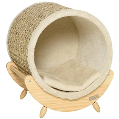 Abbildung von Katzenhöhle Katzenbett mit Regal Katzenhaus Katzenhütte Indoor Khaki