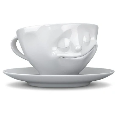 Abbildung von Kaffeetasse mit Gesicht glücklich weiß 200ml Porzellan
