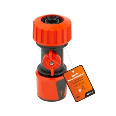 Abbildung von Mivos Schlauchkupplung mit Absperrhahn für 3/4 Zoll (20 mm) Schlauch Gartenschlauch Schlauchverbinder zur Regulierung und Absperrung des Wasserdurchflusses