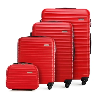 Abbildung von WITTCHEN Reisekoffer 4er Koffer Set Rollkoffer Trolley Handgepäck Gepäck Hartschale aus ABS mit 4 Spinner Rollen Zahlenschloss Teleskopgriff Groove Line rot