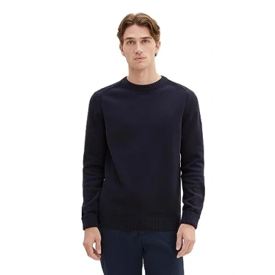Abbildung von TOM TAILOR Herren 1038204 Washed Look Troyer Strickpullover aus Baumwolle, 10668 sky Captain Blue, XXL
