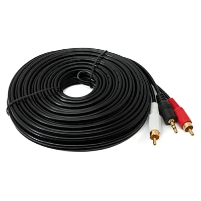 Abbildung von System S Cinch 2 RCA Kabel 10 m Stecker zu AUX 3,5 mm Klinke Stereo AV in Schwarz