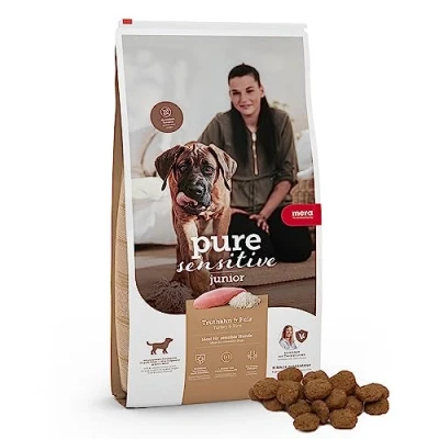Abbildung von MERA pure sensitive Junior mit Truthahn &amp; Reis (12,5kg), leicht verdauliches Welpenfutter für junge Hunde großer Rassen ab dem 6. Monat