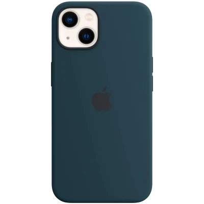Abbildung von Apple iPhone 13 Hülle MagSafe Silikon Original Soft Case/Backcover Handyhülle Blau