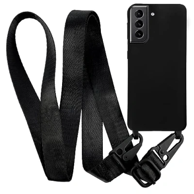 Abbildung von MyGadget Handykette für Samsung Galaxy S22 Plus TPU Hülle mit Band Handyhülle Handyband zum Umhängen Kordel Schnur Case Schutzhülle Schwarz