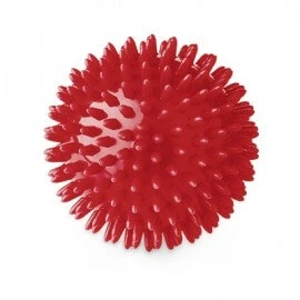 Abbildung von Essentials Massageball 9 cm Massagegerät rot Spiky zur Handtherapie &amp; Griffstärkung