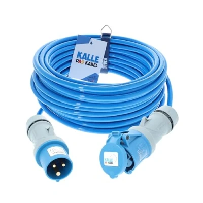 Abbildung von CEE Verlängerung 230V H07BQ F 3G 2,5 mm² Vollpur Premium Leitung von KALLE DAS KABEL für Industrie BAU Boot Womo Camping 5 Meter