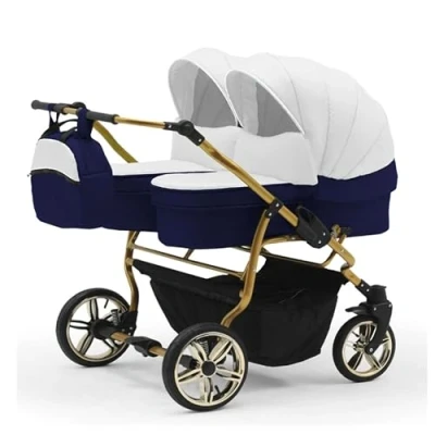 Abbildung von BabyMerc Zwillings Kombikinderwagen City Twin 5 in 1 inkl. Sportsitze, Autositze und Isos 19 Farben
