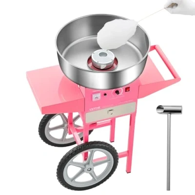 Abbildung von VEVOR Kommerzielle Zuckerwattemaschine mit Wagen Zuckerwattegeräte 1kW Rosa