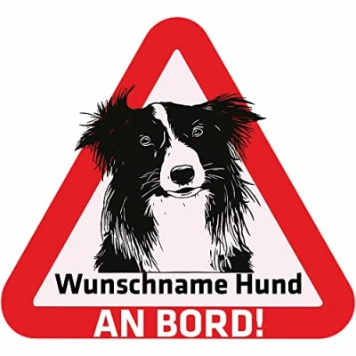 Abbildung von Indigos UG Namensaufkleber Hund Border Collie Aufkleber mit Namen &amp; Wunschtext individuell personalisiert Auto Motorrad LKW