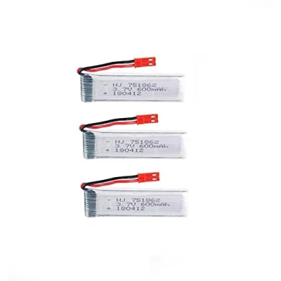 Abbildung von YUNIQUE GREEN CLEAN POWER Set von 3 LiPo Batterien 3.7V 600mAh für RC Drohnen Kompatibel mit UDI U817, WLtoys V959, V222 und Anderen Modellen Optimierte Flugleistung mm 65X17X8 gr 17,5