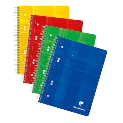 Abbildung von Clairefontaine 8570C Packung mit 5 Collegeblöcken DIN A5 Ringbuchlochung, 6 fach gelocht, 80 Blatt blanko, 90g, farbig sortiert, 1 Pack
