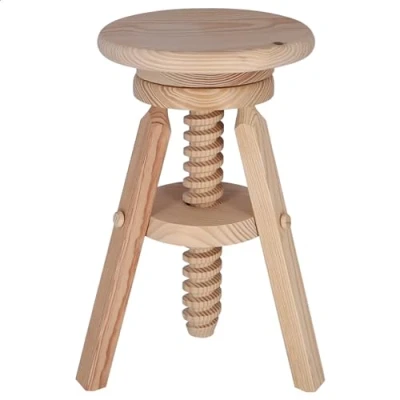 Abbildung von WELL HOME MOBILIARIO &amp; DECORACIÓN Runder Drehhocker aus Holz, lackfrei, 29 x 64 cm