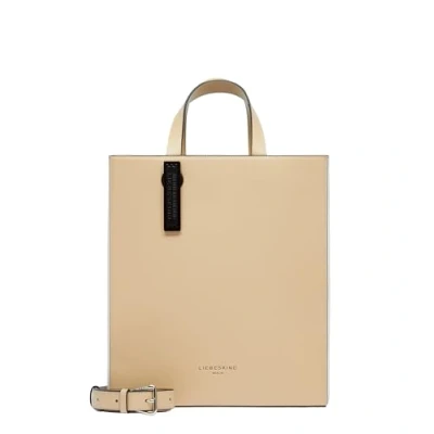 Abbildung von Liebeskind Berlin Paperbag Tote M Tasche aus Leder mit Jacquard Schultergurt &amp; Logodetails I Damen Handtasche Women’s Bag