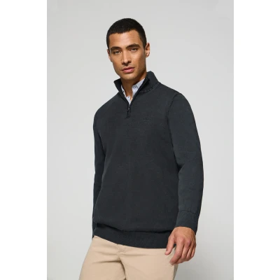 Abbildung von Polo Club Herren Jersey Azul Marino De Media Cremallera Garment Dye Con Logo Bordado M