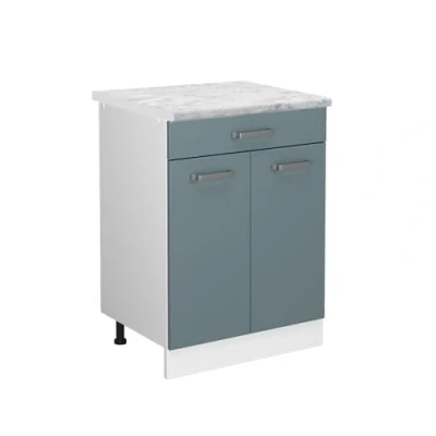 Abbildung von Vicco Unterschrank R Line, Blau Grau/Goldkraft Eiche, 60 cm AP Marmor