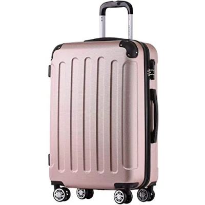 Abbildung von BEIBYE Hartschalen Koffer Trolley Rollkoffer Reisekoffer Handgepäck 4 Rollen (M L XL Set) (Rosa Gold, L)
