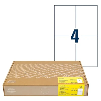 Abbildung von AVERY Zweckform 8025 Versandetiketten (1.200 Klebeetiketten A6, 105x148mm auf A4, bedruckbare Versandaufkleber für Hermes, DHL, GLS, DPD, UPS, Fedex, selbstklebende Adressetiketten, 3483) 300 Blatt