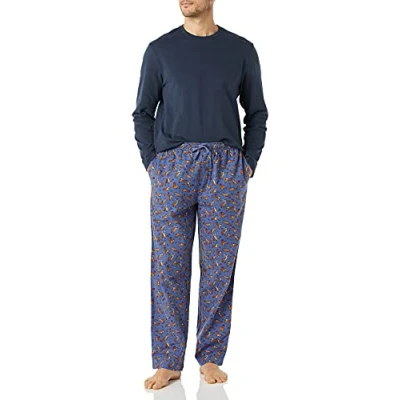 Abbildung von Amazon Essentials Herren Pyjama Set aus Flanell (erhältlich in Big &amp; Tall), Marineblau Eichhörnchen, XS