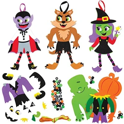 Abbildung von Baker Ross FX219 Halloween Bastelset mit Perlen für Kinder 5er Pack, Baumelbeine Set zum Basteln und Dekorieren, Ideal Kindergeburtstag Basteln, Schwarz