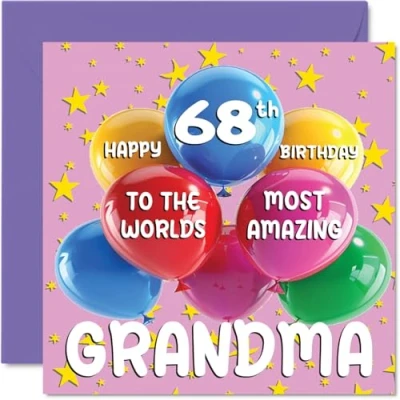 Abbildung von Stuff4 Geburtstagskarte zum 68. Geburtstag für Oma World&#039;s Most Amazing Grandma Happy 68th Birthday Card for from Granddaughter Grandson, 145 mm x mm, Alter 68, 68 Grußkarten