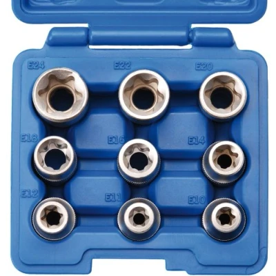 Abbildung von SW Stahl 04435L Steckschlüsseleinsatz Set 9 Außen Torx, E Profil Chrom Vanadium 1/2 Vierkant