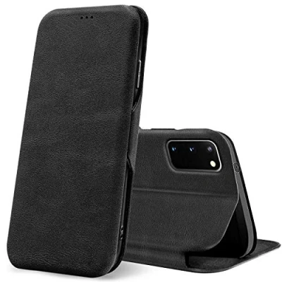 Abbildung von Verco Handyhülle für Samsung S20, Bookstyle Premium Handy Flip Cover Galaxy S20 Hülle [integr. Magnet] Book Case PU Leder Tasche, Schwarz