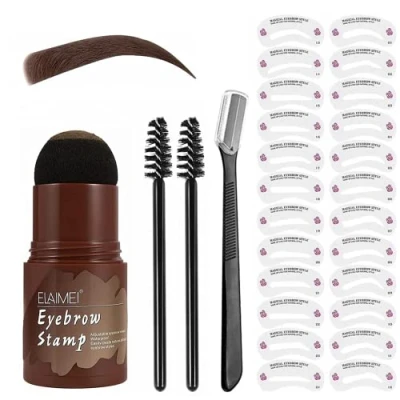 Abbildung von Augenbrauen Stempel Wasserdicht,Eyebrow Stamp Kit,Augenbrauen Schablone Gestaltung Kit,24 Schablonen One Step Brow Shaping Kit (Dunkelbraun)