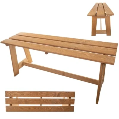 Abbildung von KADAX Gartenbank aus Holz, 2 Sitzer Holzbank ohne Armlehnen &amp; Rückenlehne, Sitzbank, Parkbank, Außenbank für Balkon, Garten, Terrasse (Goldeiche)
