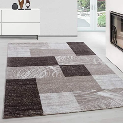Abbildung von Teppium Teppich Abstrakt Kariert Design, Rechteckig, Höhe: 12 mm, Modern Kurzflor Wohnzimmer Design verschidene größen