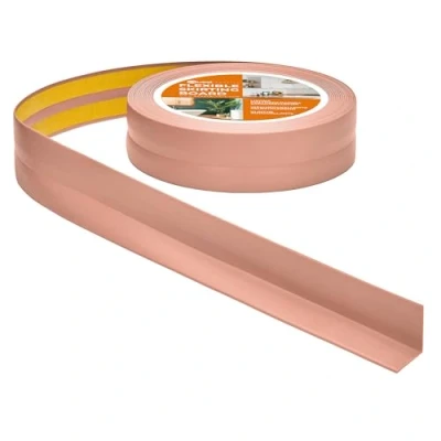 Abbildung von Quest Weichsockelleiste Selbstklebend 30 mm x Knickleiste, Abschlussleiste für Küche, Badezimmer Dichtungsband PVC, Flexibel, Wasserdicht, Dekorativ 5 Meter, Hellbraun
