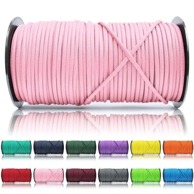 Abbildung von Ganzoo Paracord 550 Seil Pink Rosa 4mm Schnur Typ 3, Nylon &amp; Polyester, ideal für Basteln von Hundeleine Halsband Armband/Camping Survival und Outdoor 100 Meter Allzweckseil 7 Innenstränge