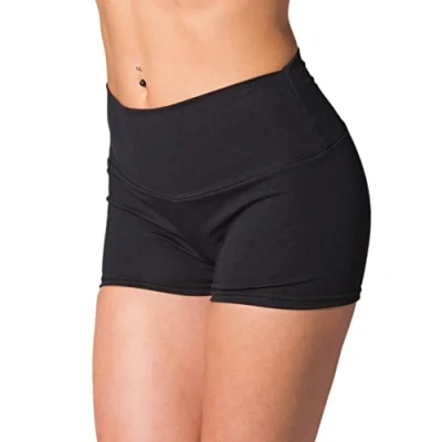 Abbildung von Alkato Damen Sport Shorts mit Hohem Bund Hotpants Radlerhose Long Shorts, Farbe: Schwarz, Größe: 38